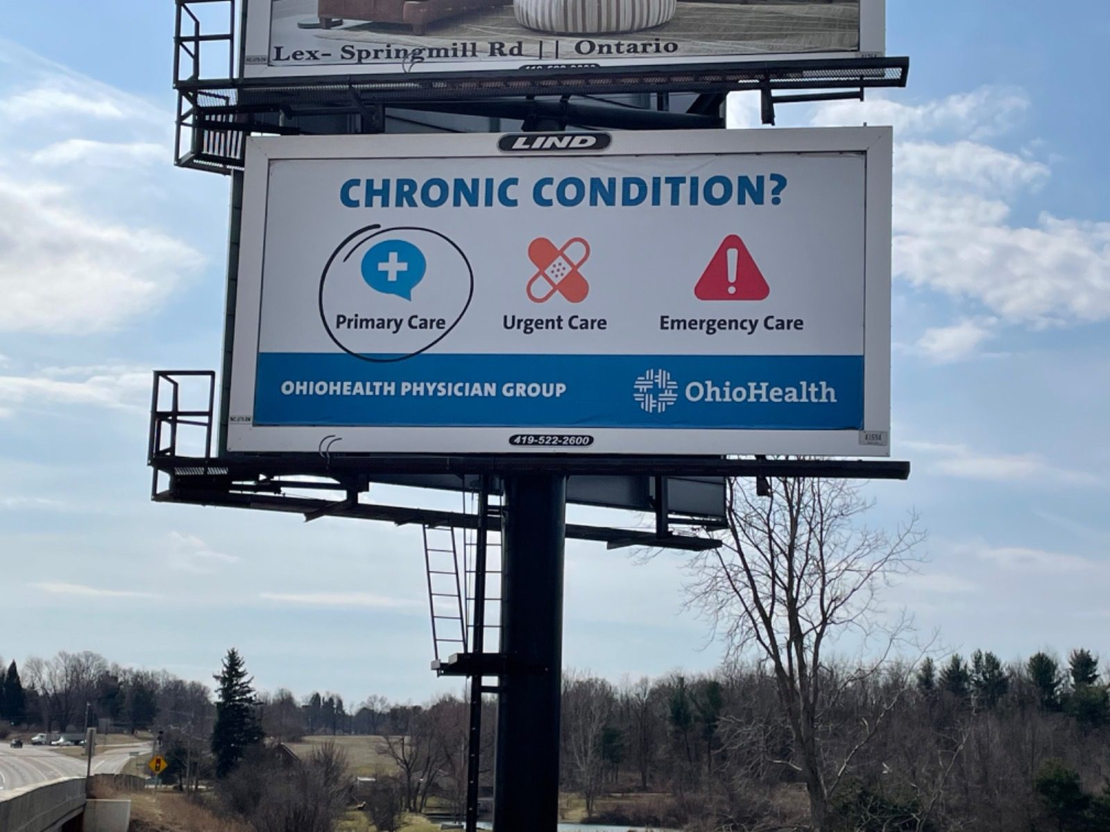 OhioHealth billboard, ohiohealth, ohio health, mansfield hospital