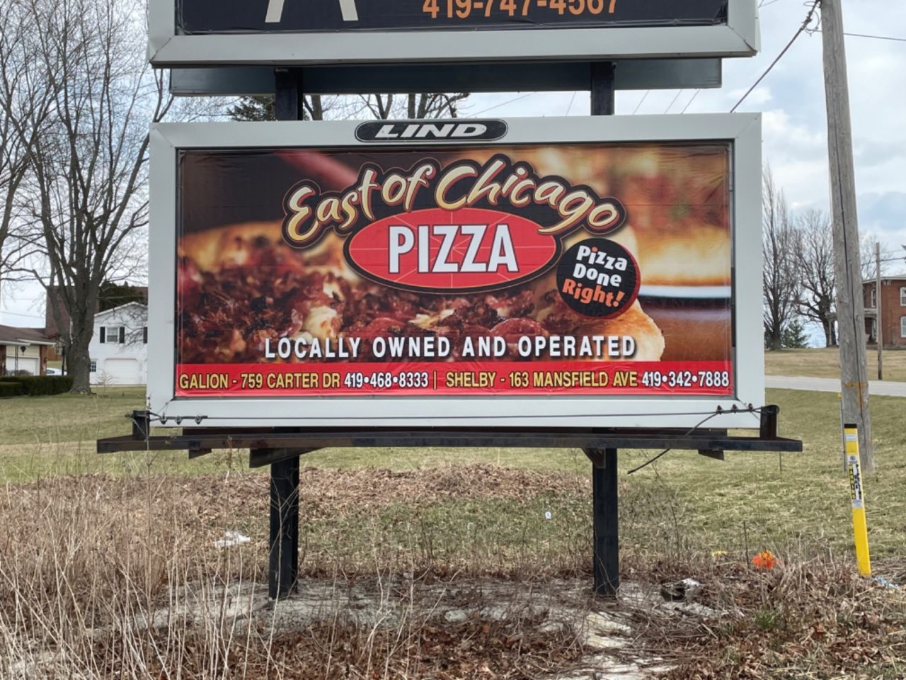 East of Chicago, east of chicago billboard, pizza background