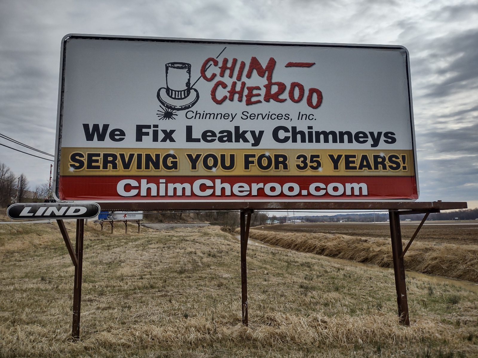 Chim Cheroo billboard, chimney repair, chimney cleaning