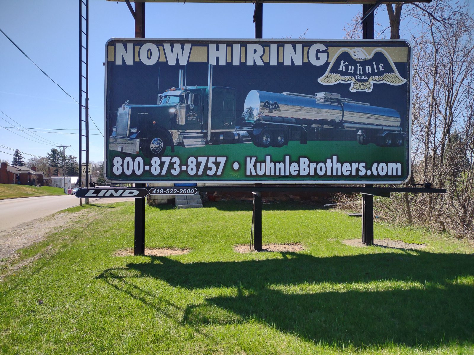 Kuhnle Brothers billboard, hiring billboard, trucking billboard