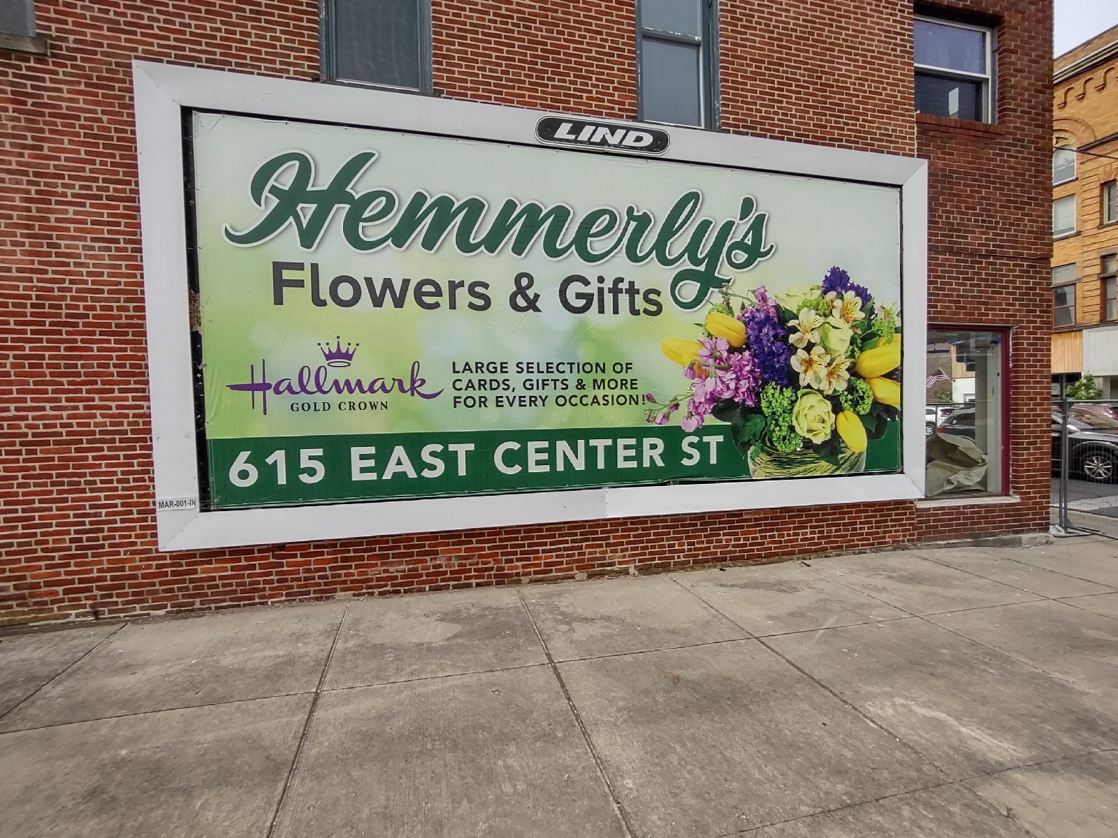 Hemmerly's Flowers billboard, floral billboard, Hallmark billboard