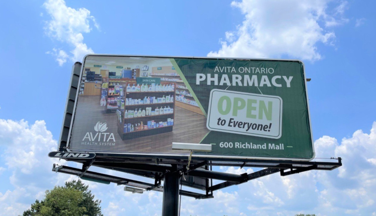 Avita Health System billboard, healthcare billboard, pharmacy billboard