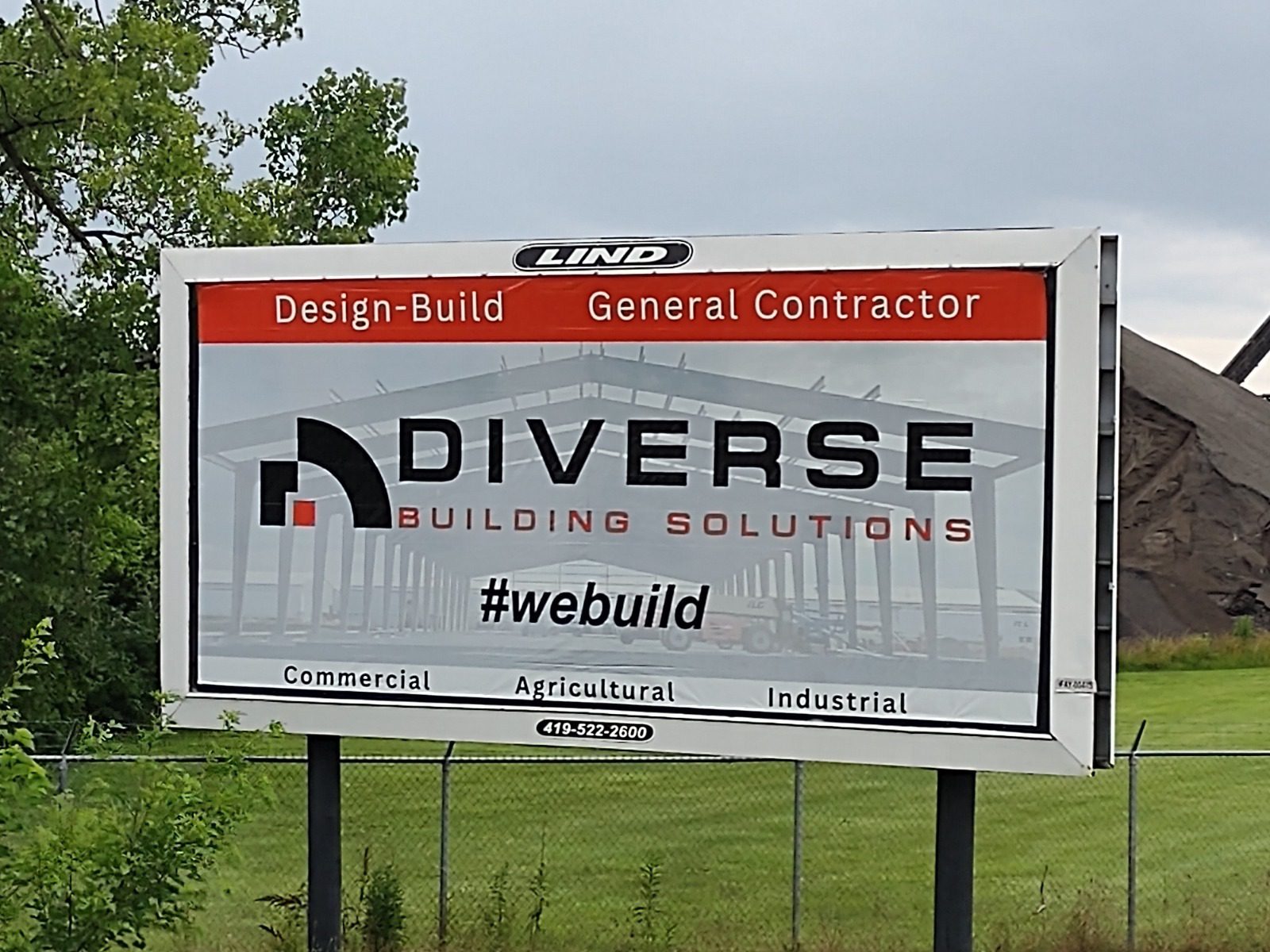 Diverse Building Solutions billboard, construction billboard, general contractor billboard