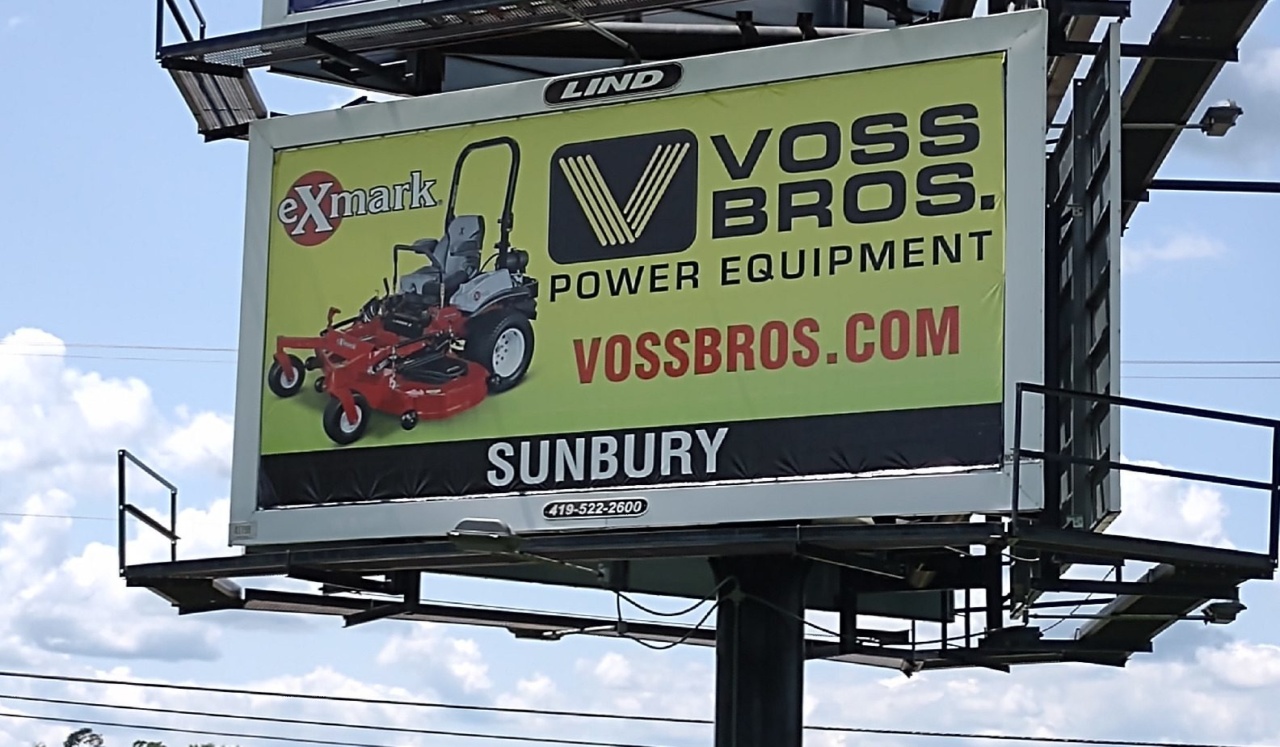Voss Brothers billboard, exmark billboard, lawn mowing billboard