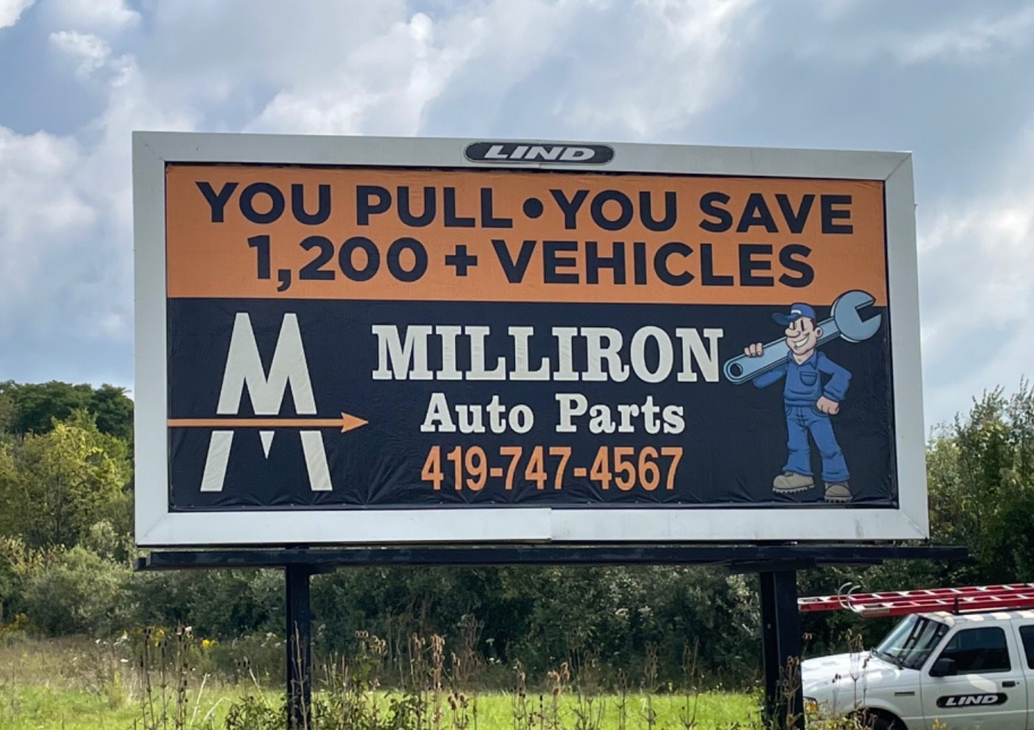 Milliron billboard, auto parts billboard