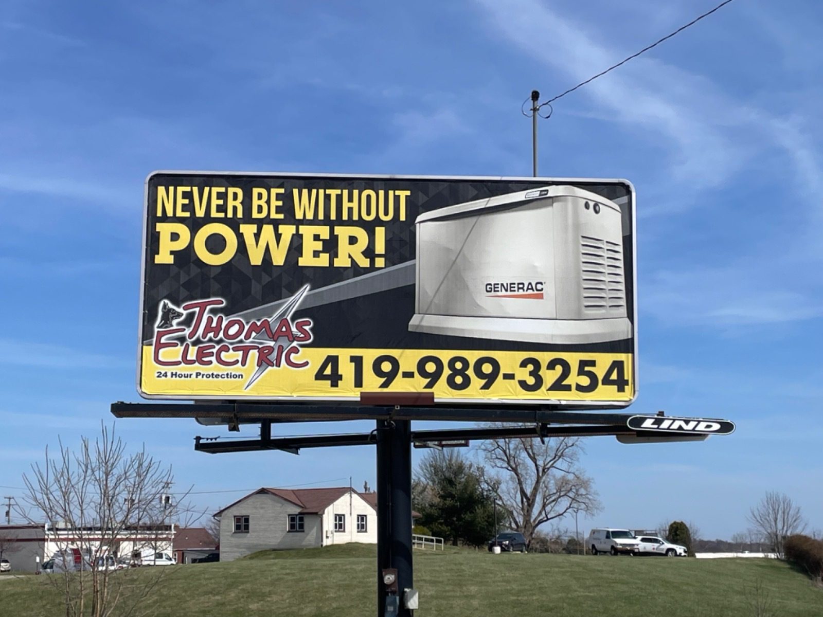 Thomas Electric Billboard, generator billboard, Generac billboard