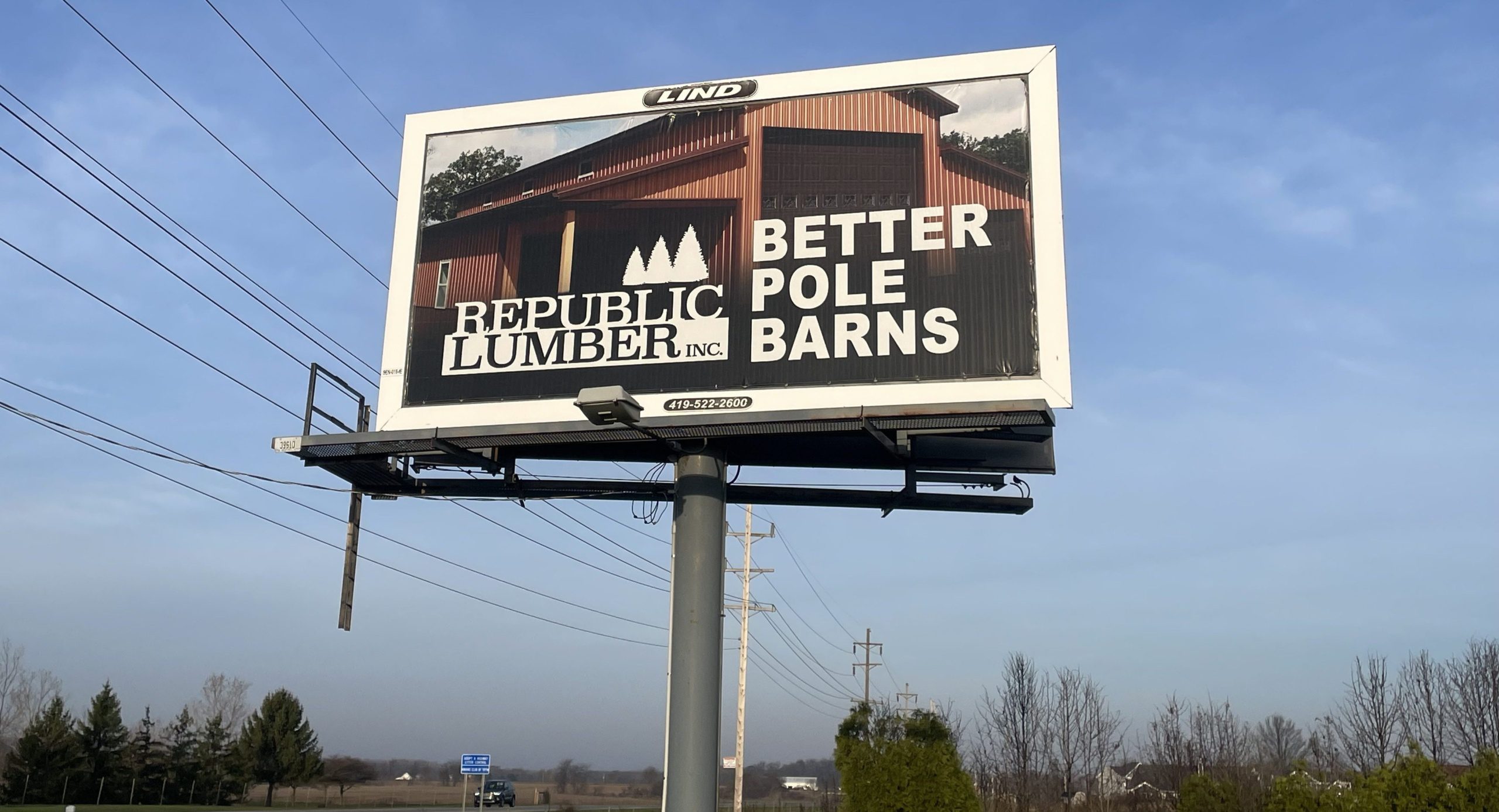 Republic Lumber billboard, Pole Barn Billboard